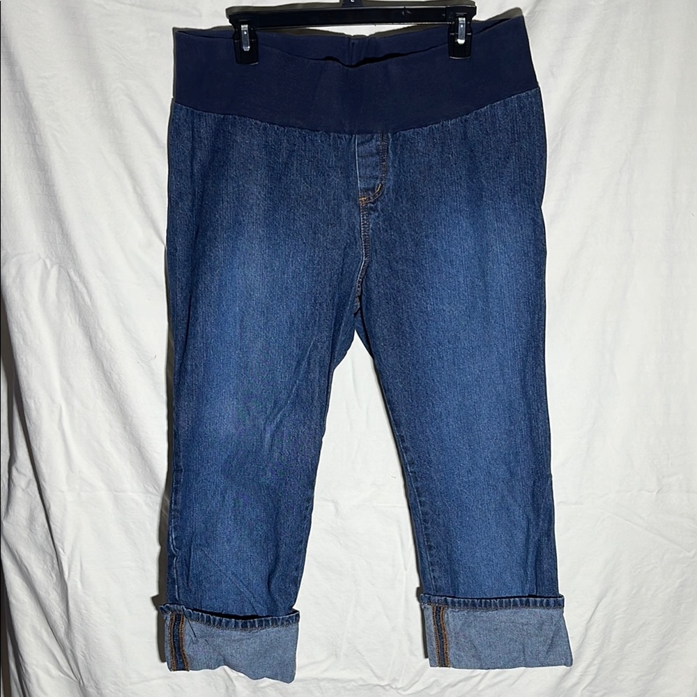 Women's Maternity Blue Jeans Capri